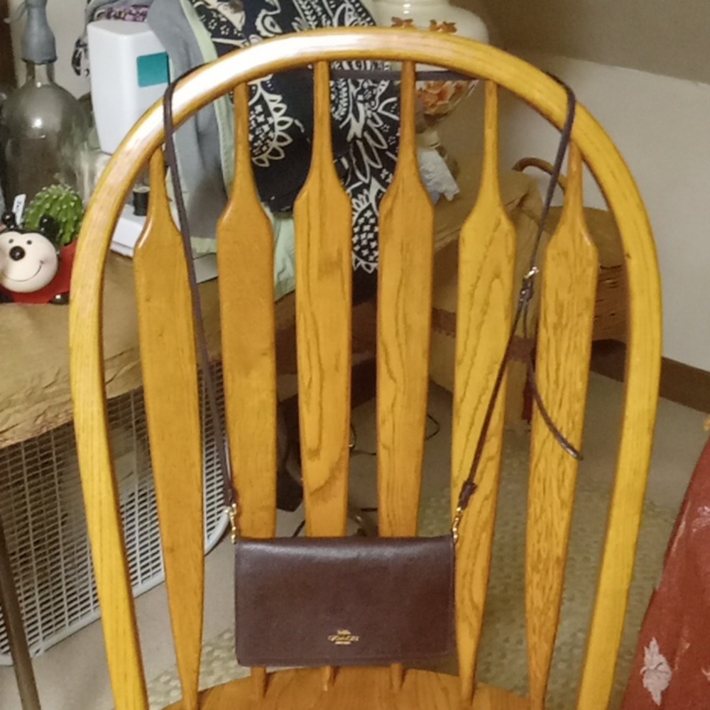 Coach Dark Brown Leather Mini Crossbody Purse - Picture 2 of 9